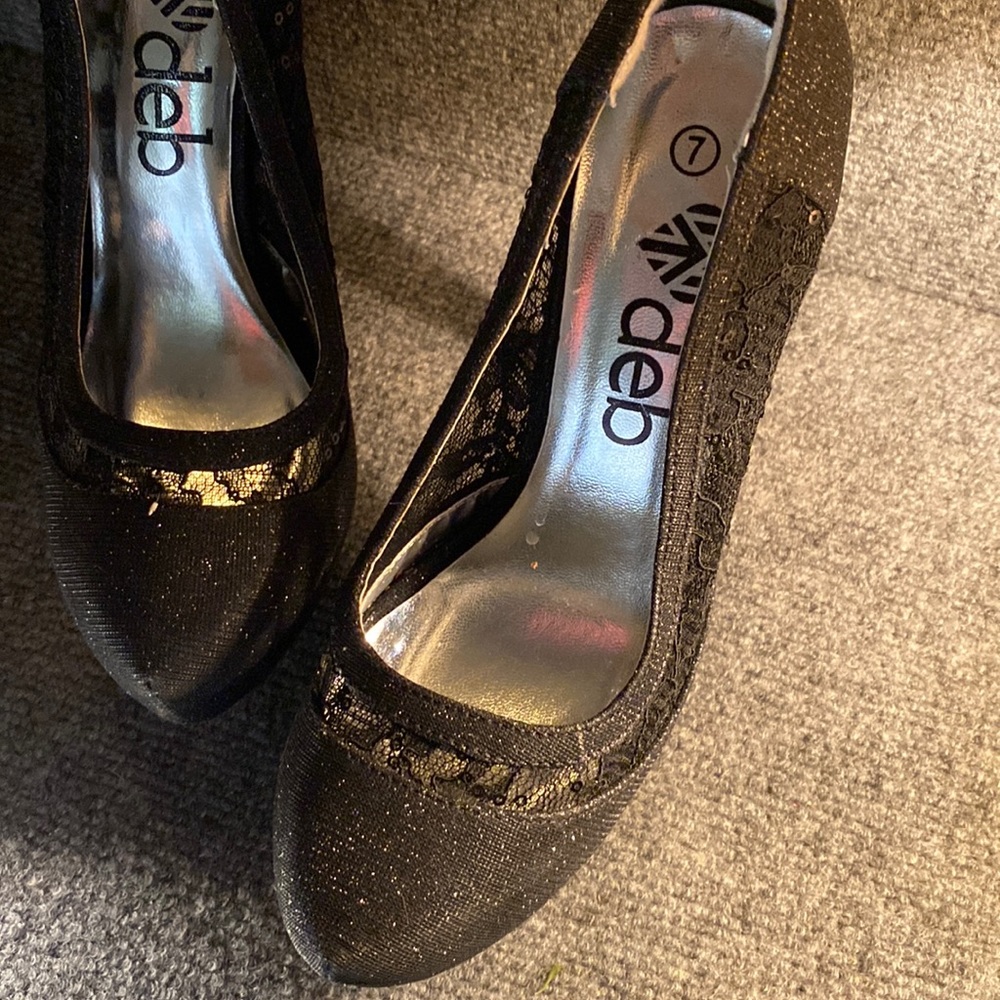 Deb black platform stilettos